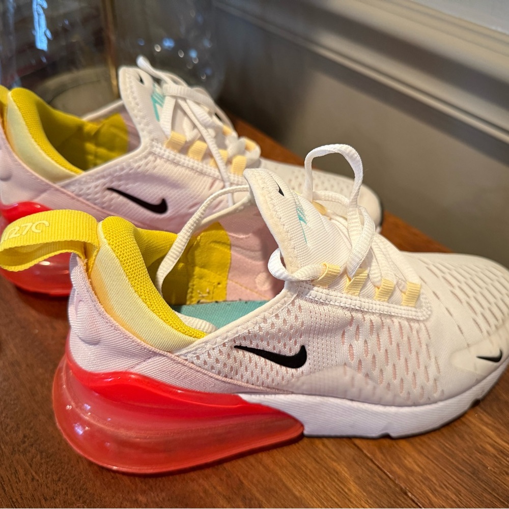 Nike Air Max 270 White and Yellow Sneakers- like new, size 5.5